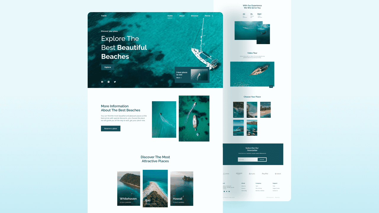 Landing page for et rejsebureau