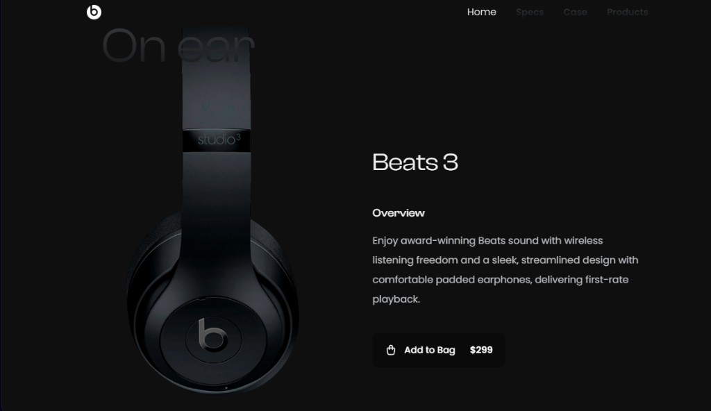 Høretelefoner landing page demo